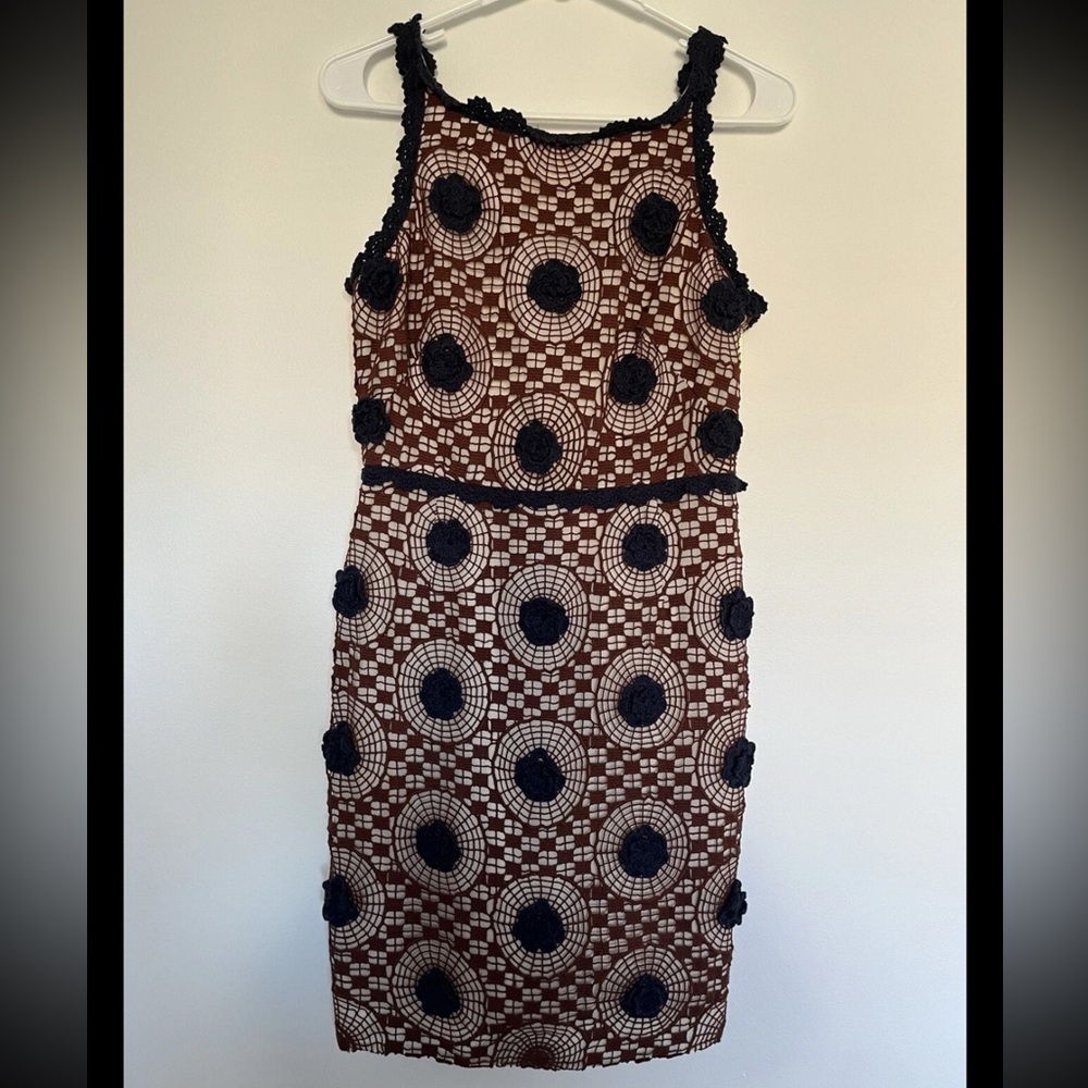 Tory Burch 595$! Size 2 Sally Crochet Lace Lattice Floral Sleeveless Dress *K1 - Picture 2 of 4